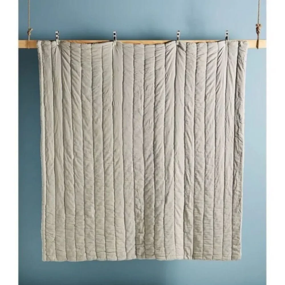 Anthropologie Voile Vienna Ruched Quit in Fog Grey in Twin size